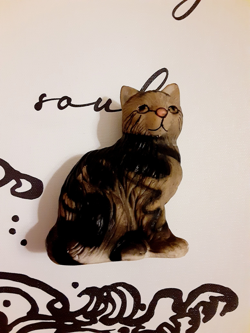Hand-Painted Brown Cat Figurine Decorative Accent Figurine